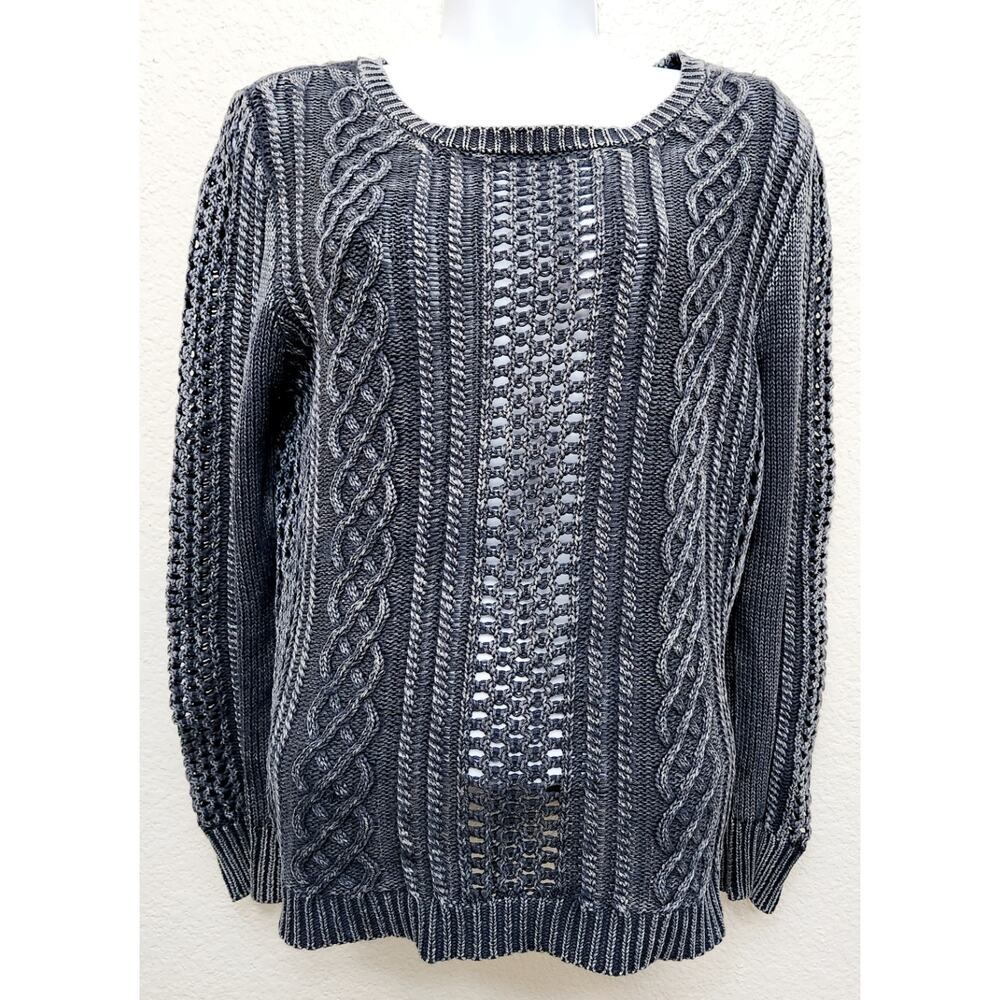 Volcom Gray Faded Cable Knit Long Sleeve Sweater XS Long Sleeves Stretch Soft